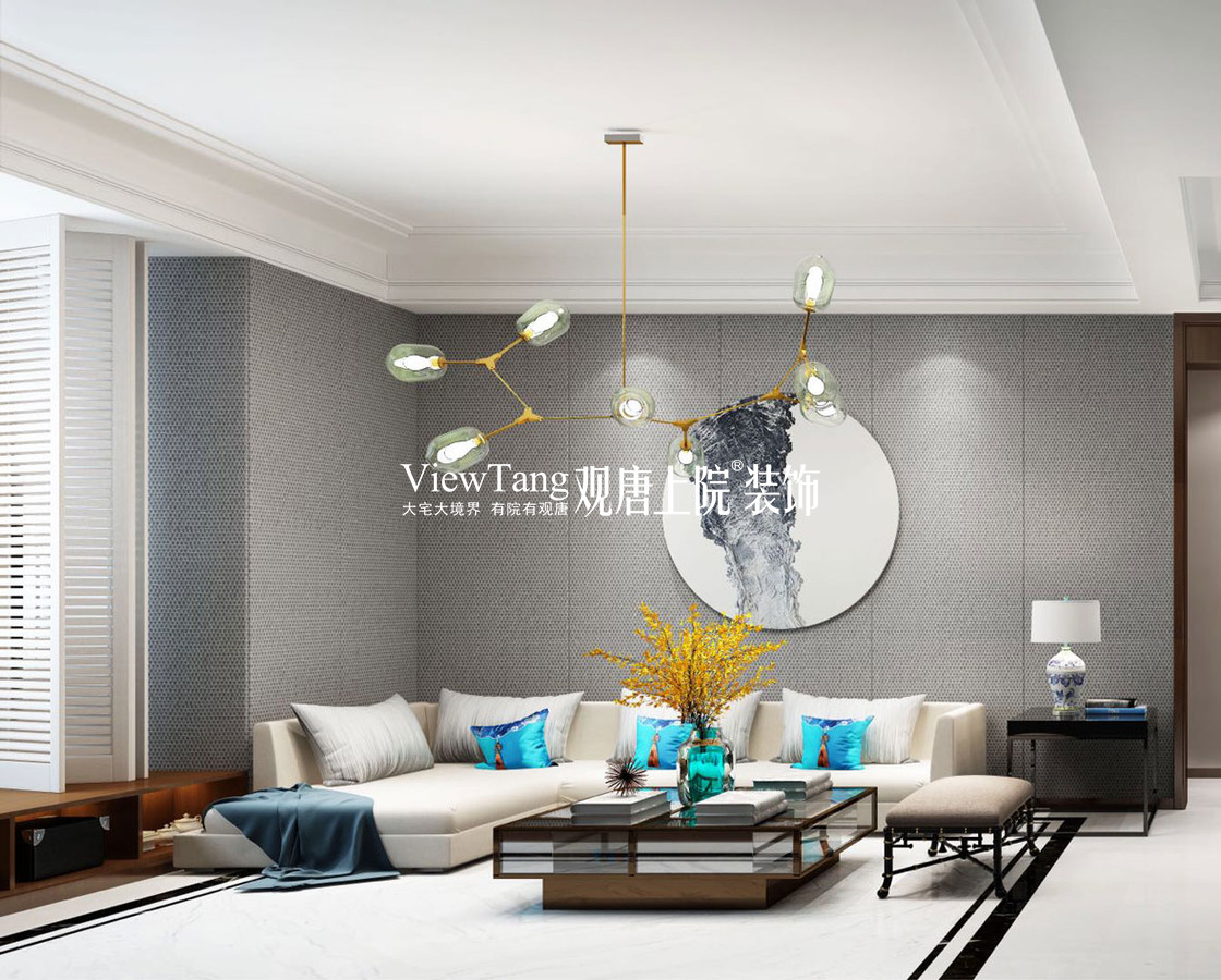 蓝光和雍锦园（新中式）装修效果图--客厅